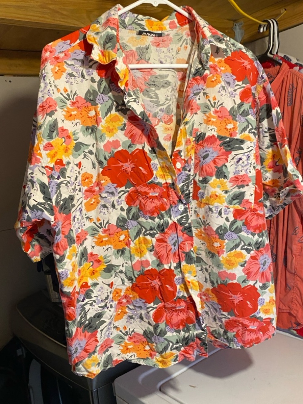 Gitano Floral Button-Up Shirt in Yellow, Coral, Cream